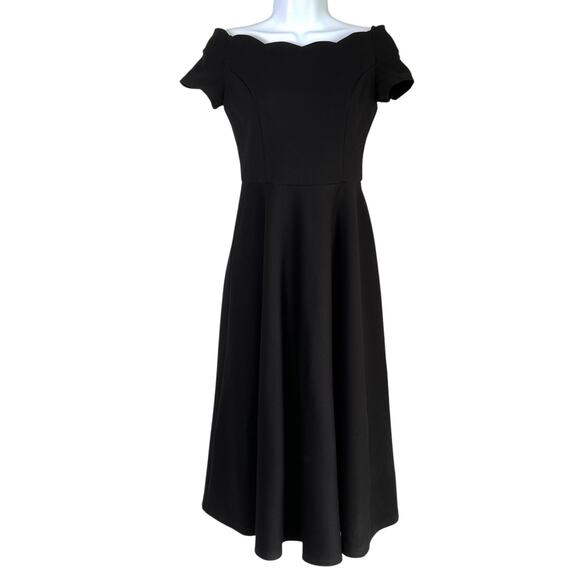 Modcloth Retro Timeless Favorite Scalloped Neckline Dress Black Size Small - Picture 1 of 6